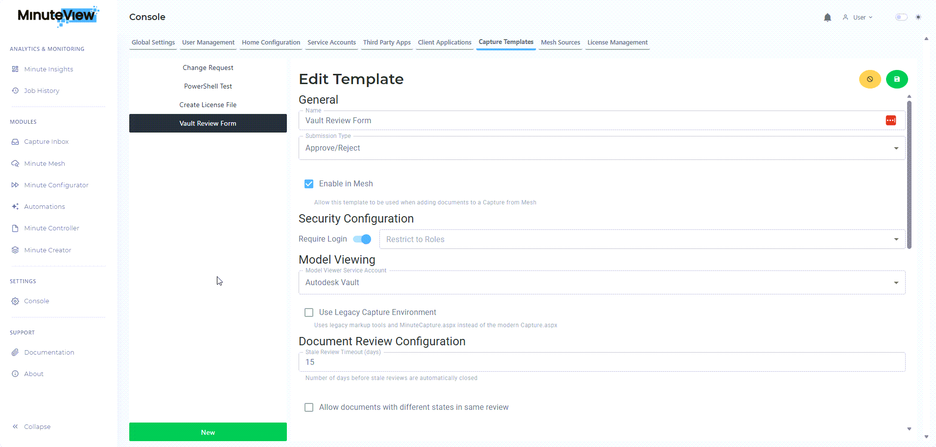 Template Configuration